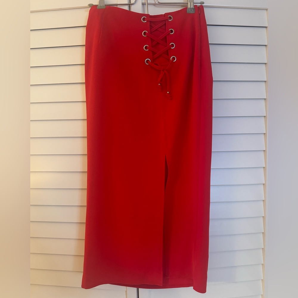 Red midi skirt
